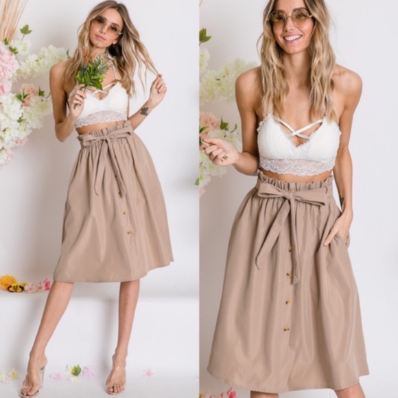 BellanBlue Dresses & Skirts - 019 Boho button detail tie Waist Midi Skirt